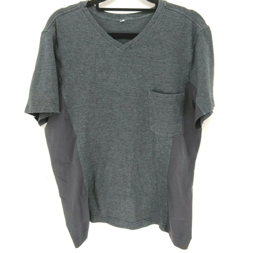 Lululemon Mens Size M Athletic Gym Running V-Neck Short Sleeves Gray T-Shirt Top
